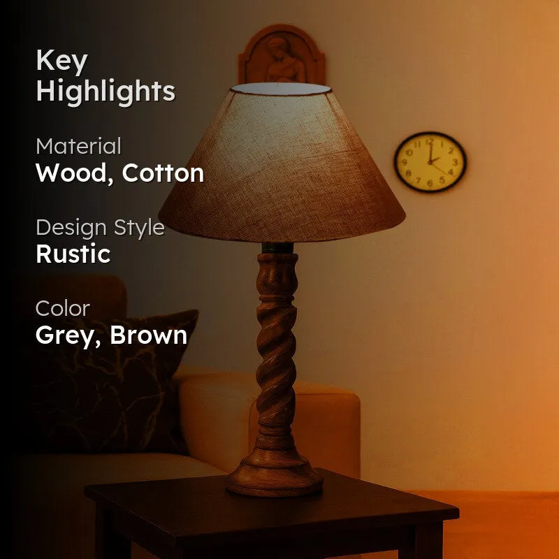 Elvane Liora Wooden Table Lamp - Grey media 2
