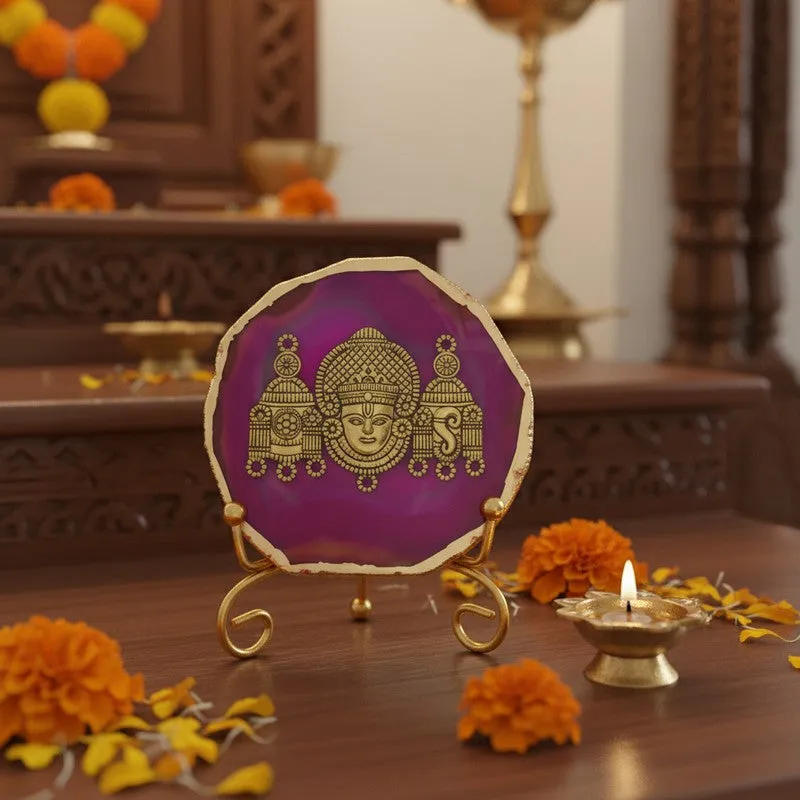 Mahalakshmi Agate Showpiece With Stand - Magenta media 1