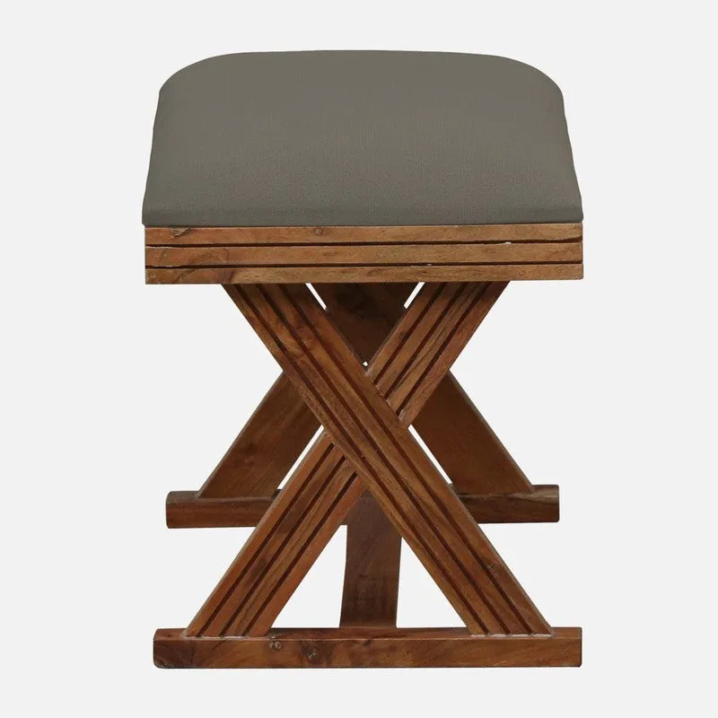 Versatile Sheesham Wood Ottomans & Pouffe - Grey media 5