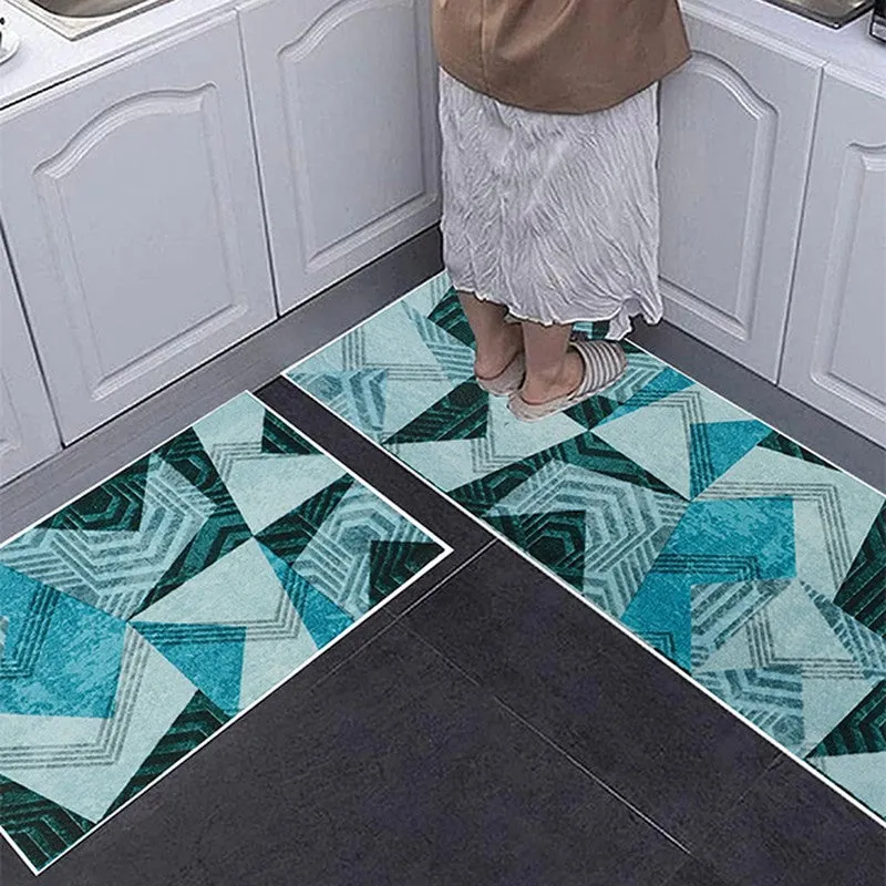 EdgeAbstra Polyester Kitchen Floor Mats (Blue) - Set of Two media 5