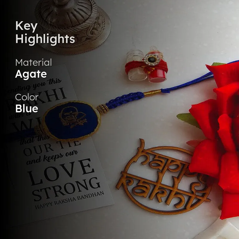 Guru Ji Blue Agate Rakhi Gift Set media 2