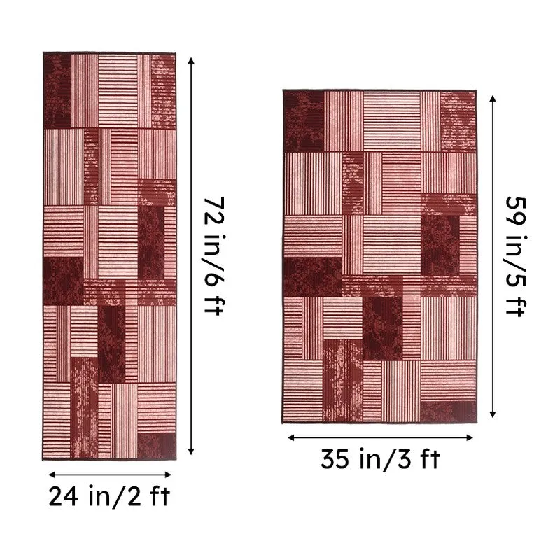 Scarlet Grids Anti-Skid Carpet media 7