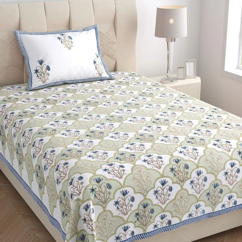 Rupa Cotton Bedsheet (Green, Blue) - 180 TC media 3