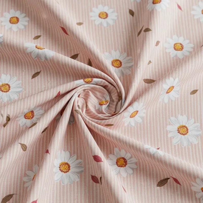 Daisy Blush Printed Cotton Bedsheet (Peach) - 200 TC media 5