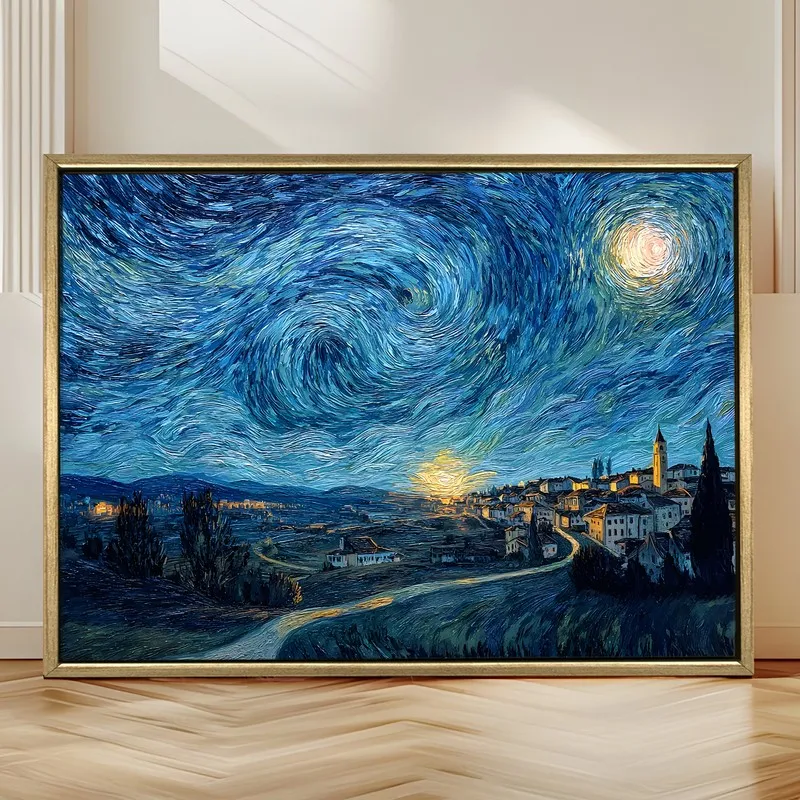 Nocturnal Glow Canvas Wall Painting With Frame media 4