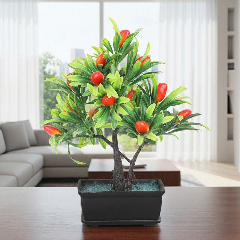 Leafora Lemon Artificial Plant With Plastic Pot(Red) - 0.8 Feet media 4