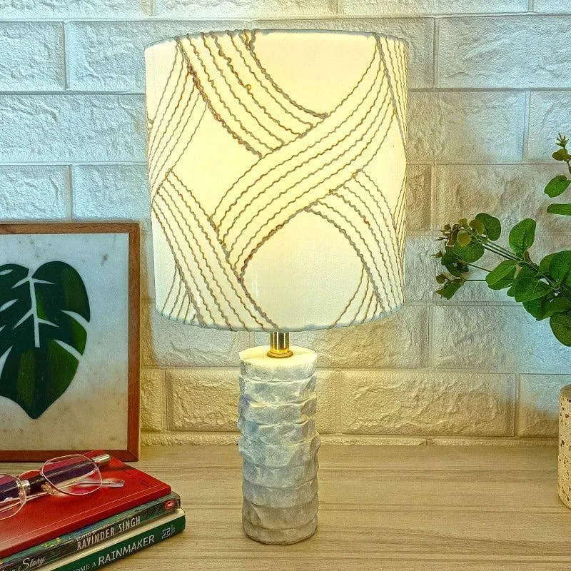 Whimsy Waves Sculpt Hand Crafted Fabric Table Lamp - White media 1