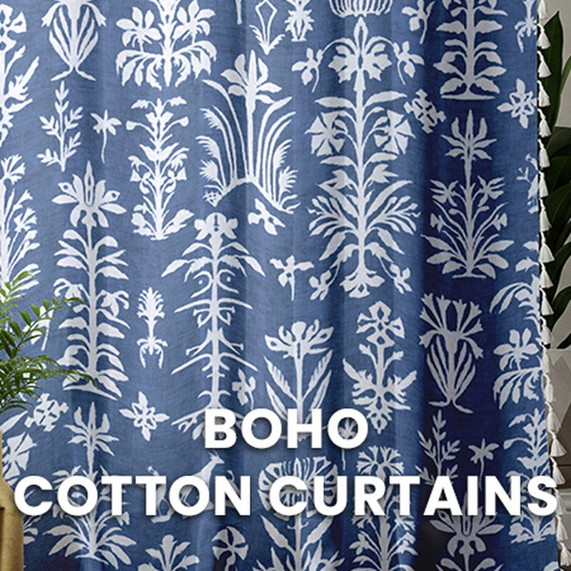 Urban Space Twigs Semi Sheer Curtain - Indigo Blue media 6