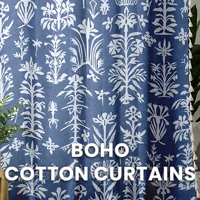 Urban Space Twigs Semi Sheer Curtain - Indigo Blue media 6