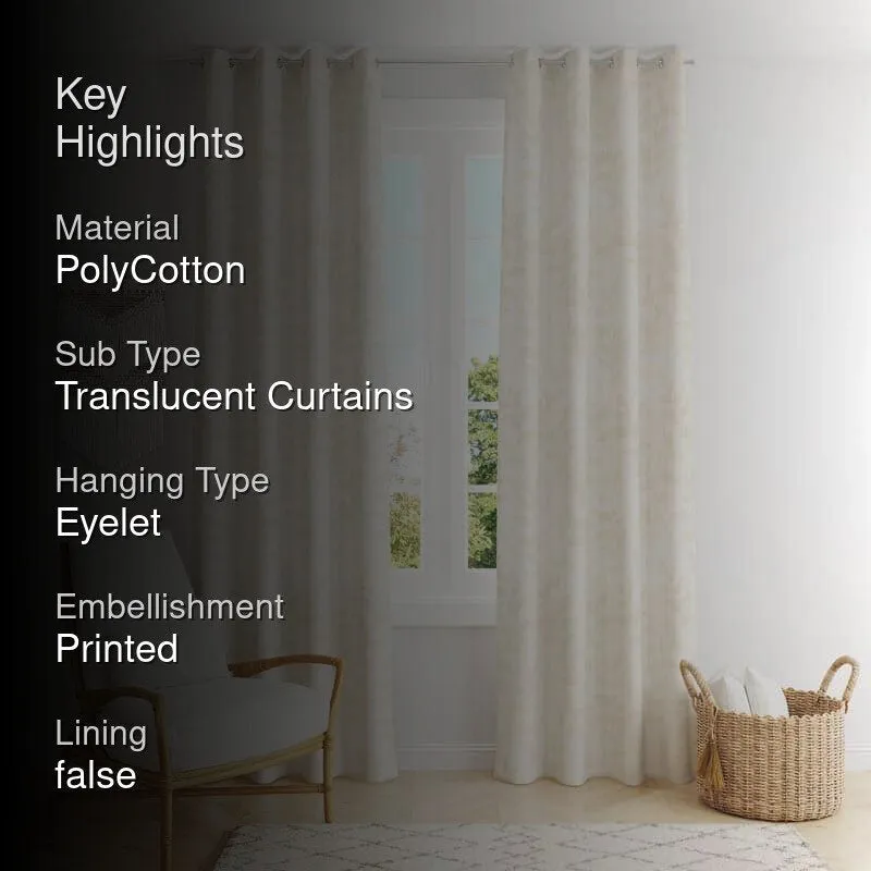 Noor Jacquard Single Curtain (White) media 2