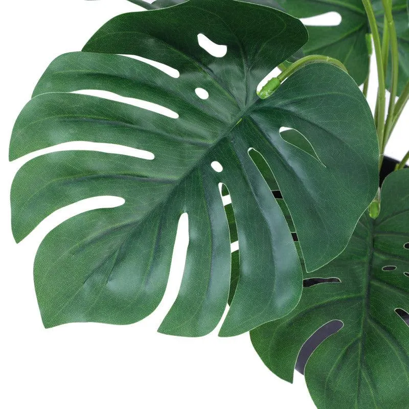 Artificial Realistic Monstera With Black Plastic Pot- Green media 4