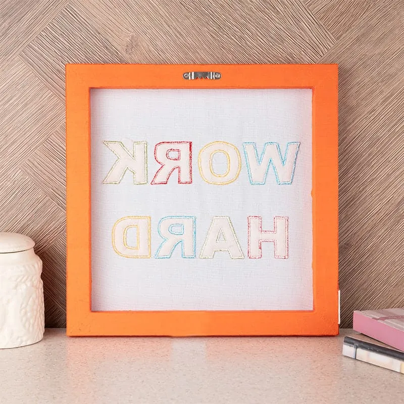 Work Hard Motivational MDF & Fabric Wall Accent media 4