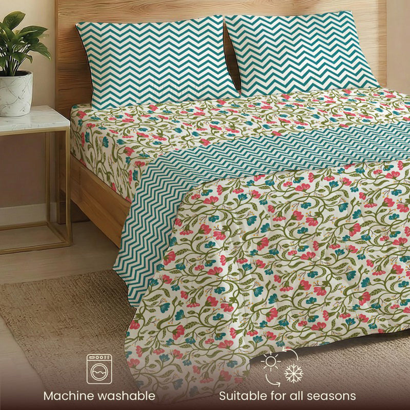 Urban Space Cozea Multicolor Glace Cotton,Microfiber Bedding Set (200 TC)  - Four Piece Set media 12