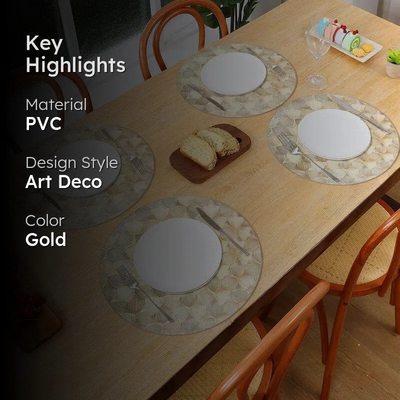 Maruva Golden Round PVC Table Mats - Set Of Four media 2
