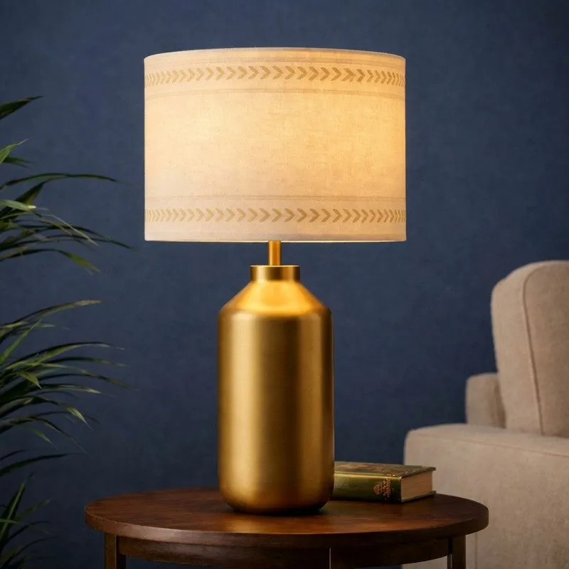 Solace Elite Cotton Table Lamp - Beige media 1