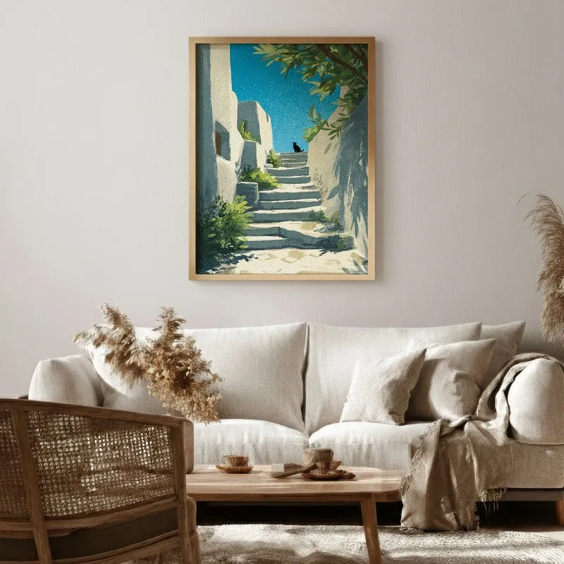 Coastal Poise Canvas Wall Painting - Brown Frame media 1