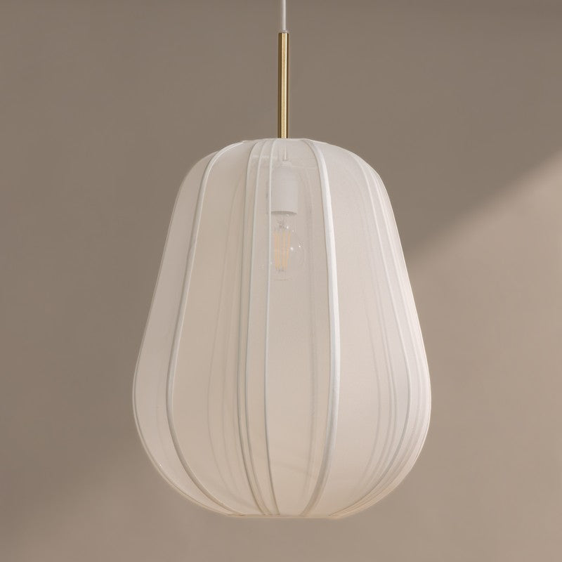 Fig Living Luxe Collection Fabric Ceiling Lamp - Ivory,Gold media 5
