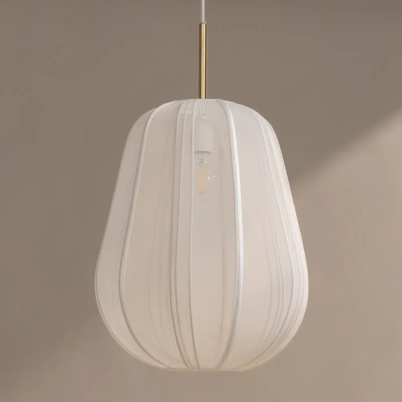 Fig Living Luxe Collection Fabric Ceiling Lamp - Ivory,Gold media 5