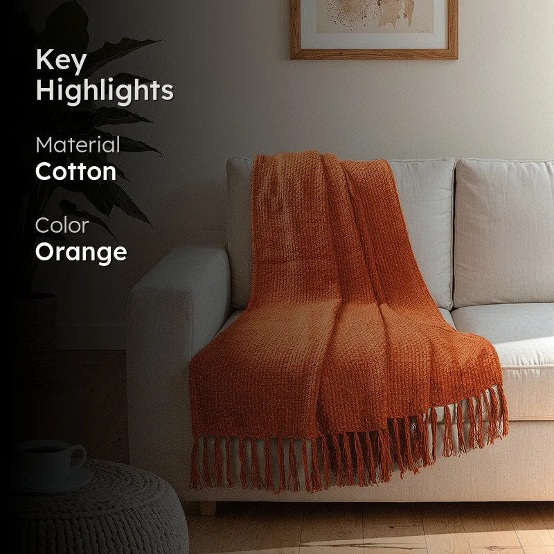 Contemporary Woven Throw  Orange media 2