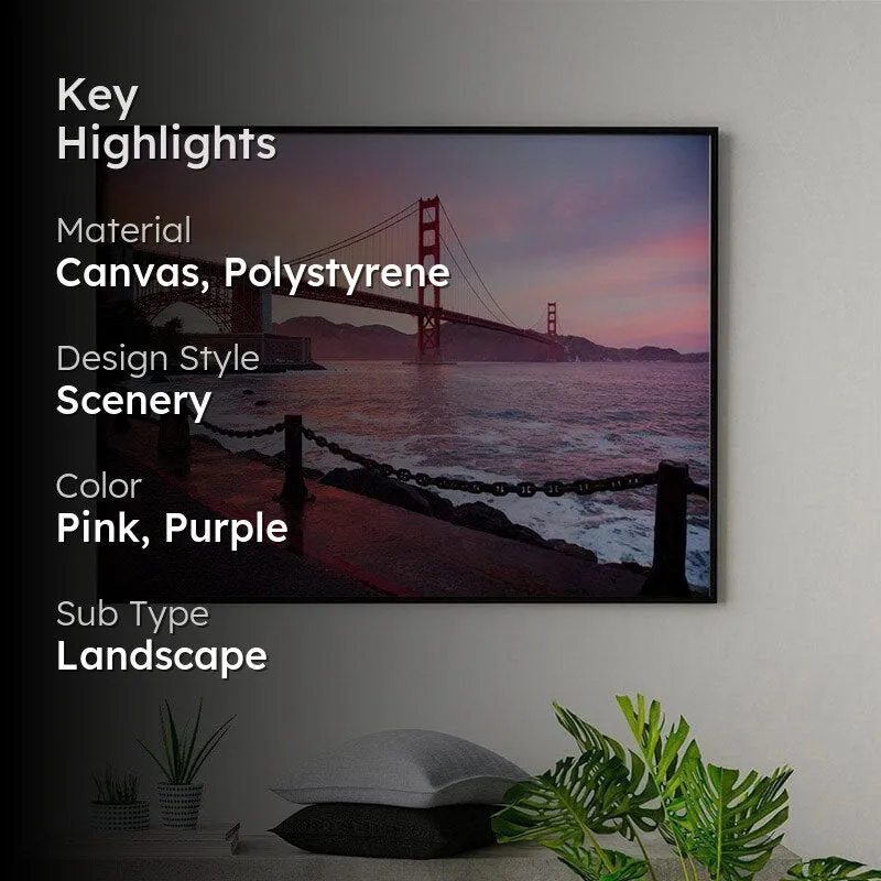 Golden Gate Bridge San Francisco Canvas Wall Painting - Black Frame media 2