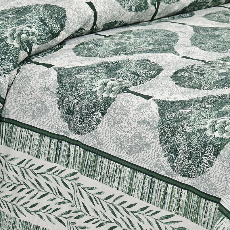 Malati Meadow Floral Cotton Bedsheet (Green & Beige) - 160 TC media 3