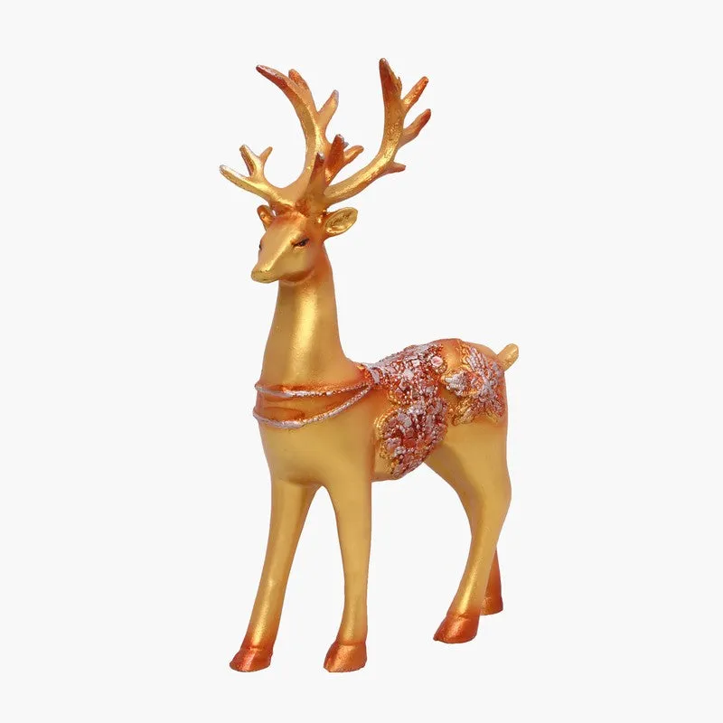 Opulent Deer Polyresin Showpiece (Gold) - Set Of Two media 4