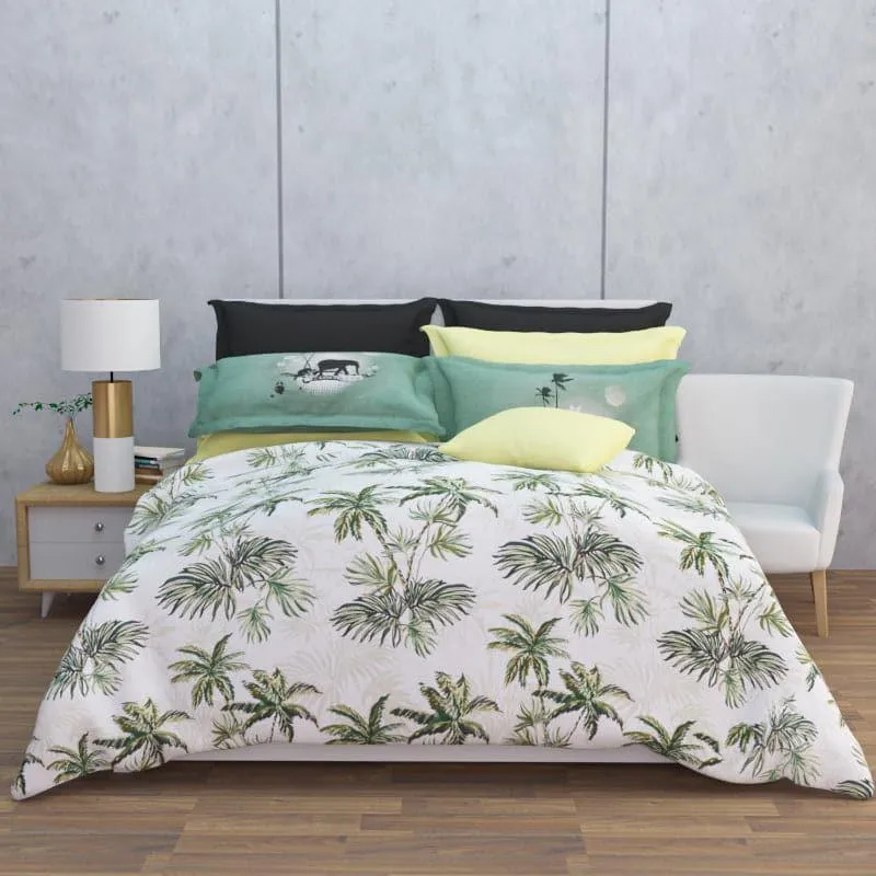 Tropical Paradise Cotton Bedsheet (Green) - 180 TC media 3