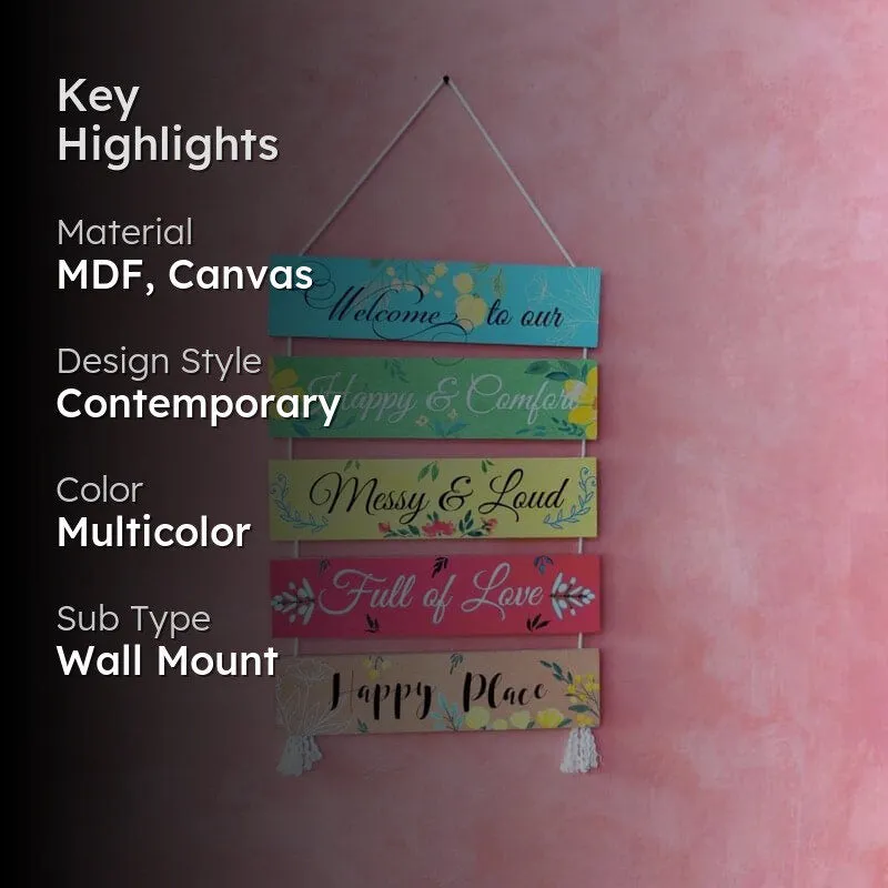 Happy Abode Handpainted Canvas Wall Hanging media 2