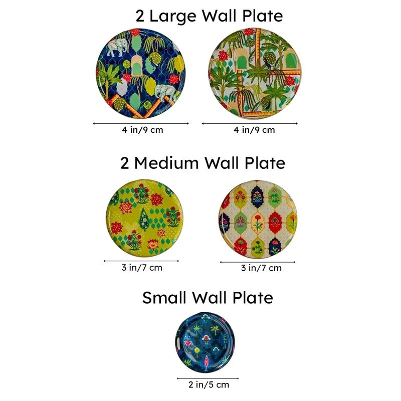 Botanical Print Round Metal Wall Plates - Set Of Five media 10