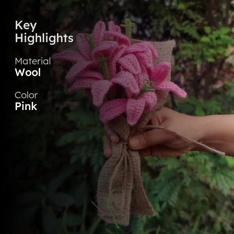 Crochet Handmade Tulip Bouquet (Pink) - Set Of Six media 2