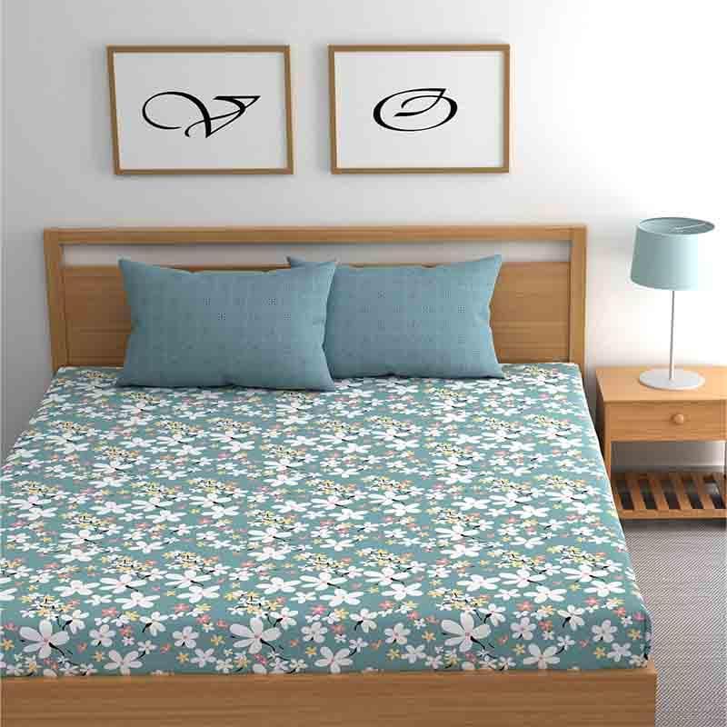 Floral Jewels Microfiber Bedsheet (Blue) - 150 GSM media 3