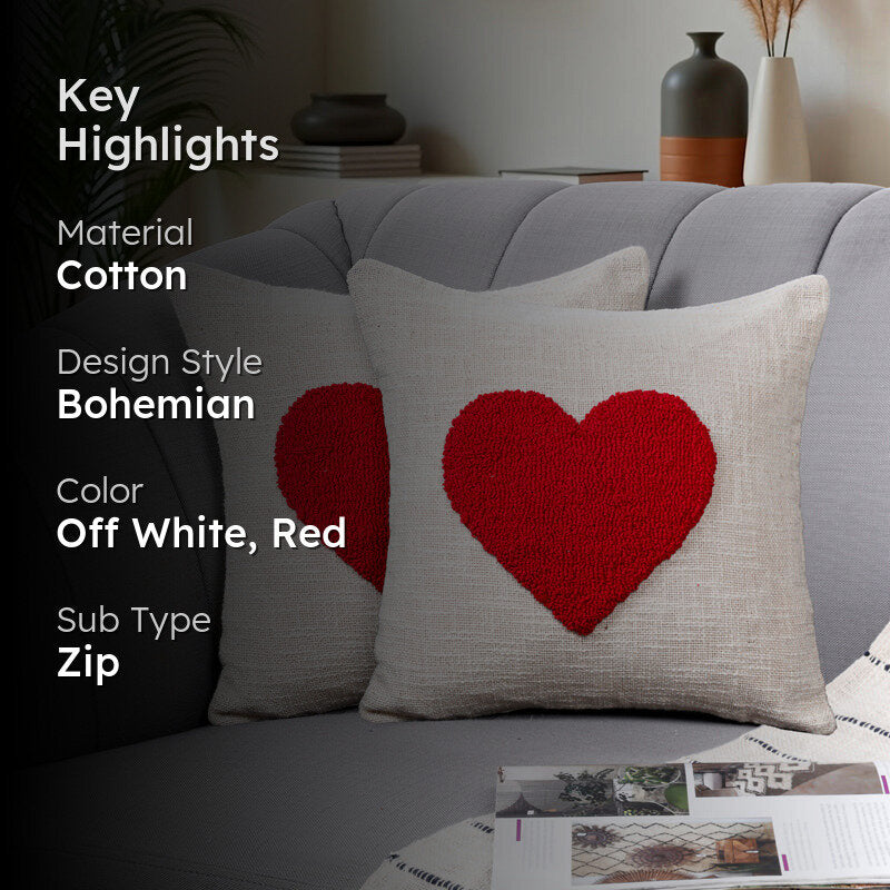 Crimson Heart Tufted Cushion Cover Set - Set Of Two media 2