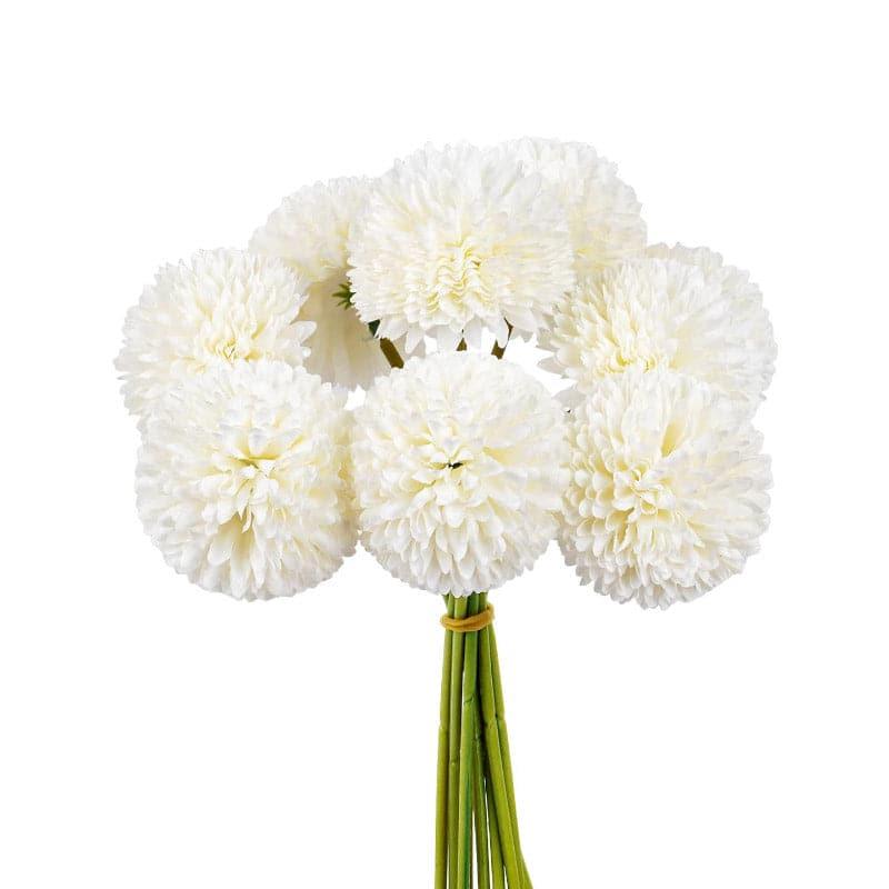 Faux Ja Dank Chrysanthemum Bunch (White) - Set Of Six media 4