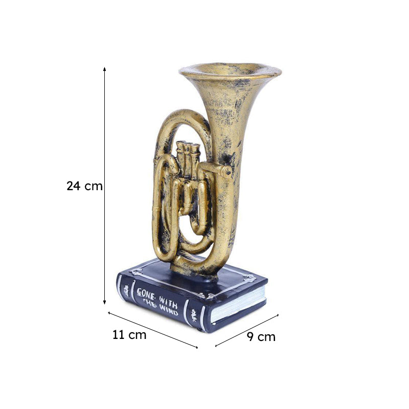Vintage Trumpet Table Accent - Gold media 6