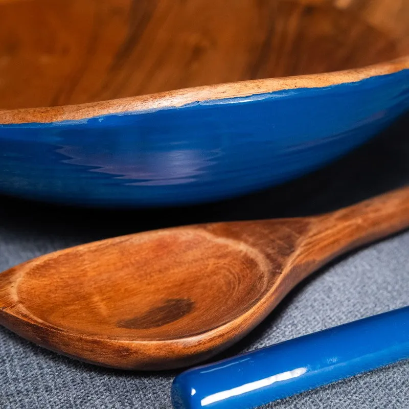 Azure Wood Salad Bowl with Serving Spoons (1000 mL) - Three Piece Set media 7