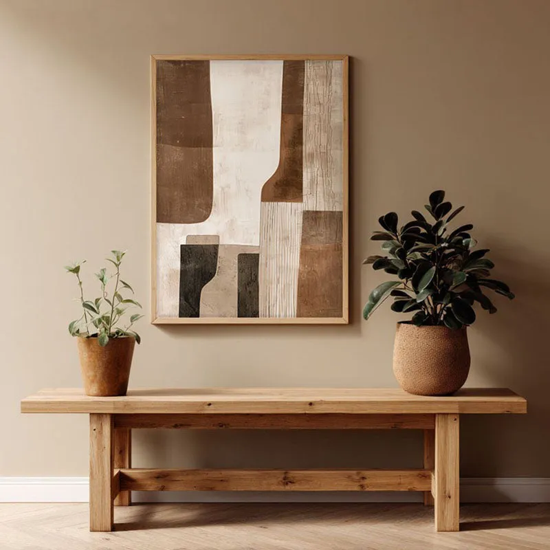 Chestnut Sands Framed Canvas Wall Painting - Natural Brown Frame media 1