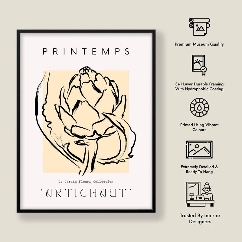 Artichaut En Fleurs Archival Canvas Wall Art - Black Frame media 8