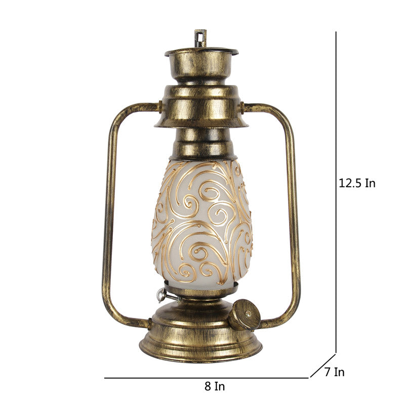 Saagar Mosaic Lantern Iron Table Lamp - Gold,Brown media 7