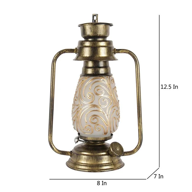 Saagar Mosaic Lantern Iron Table Lamp - Gold,Brown media 7