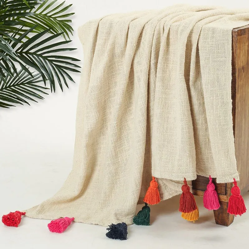 Tassura Tasselled Cotton Throw - Multicolor media 4