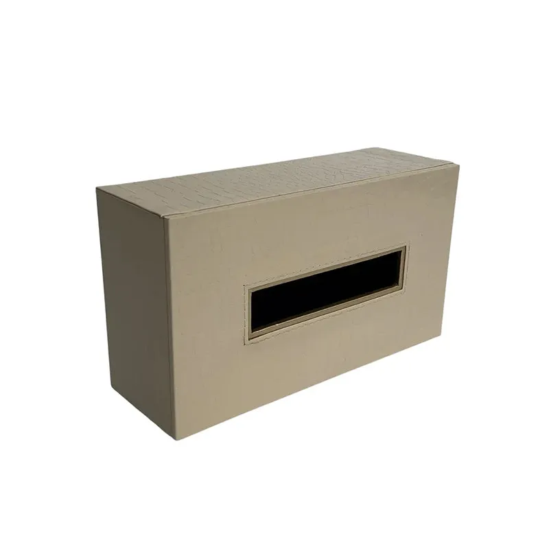 Elvan Faux Leather Tissue Holder - Cream media 6