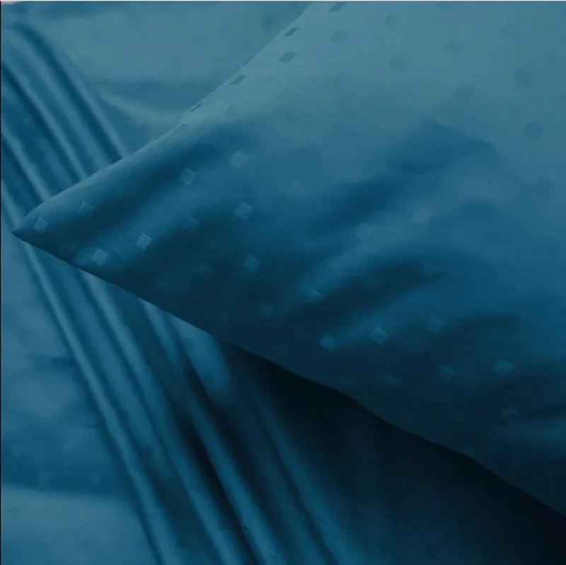 Swiss Dot Fitted Cotton Bedsheet (Azure Blue) - 500 TC media 4