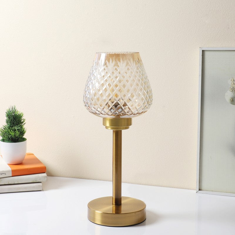 Claret Elegant Mild Steel Table Lamp - Gold,Transparent media 4