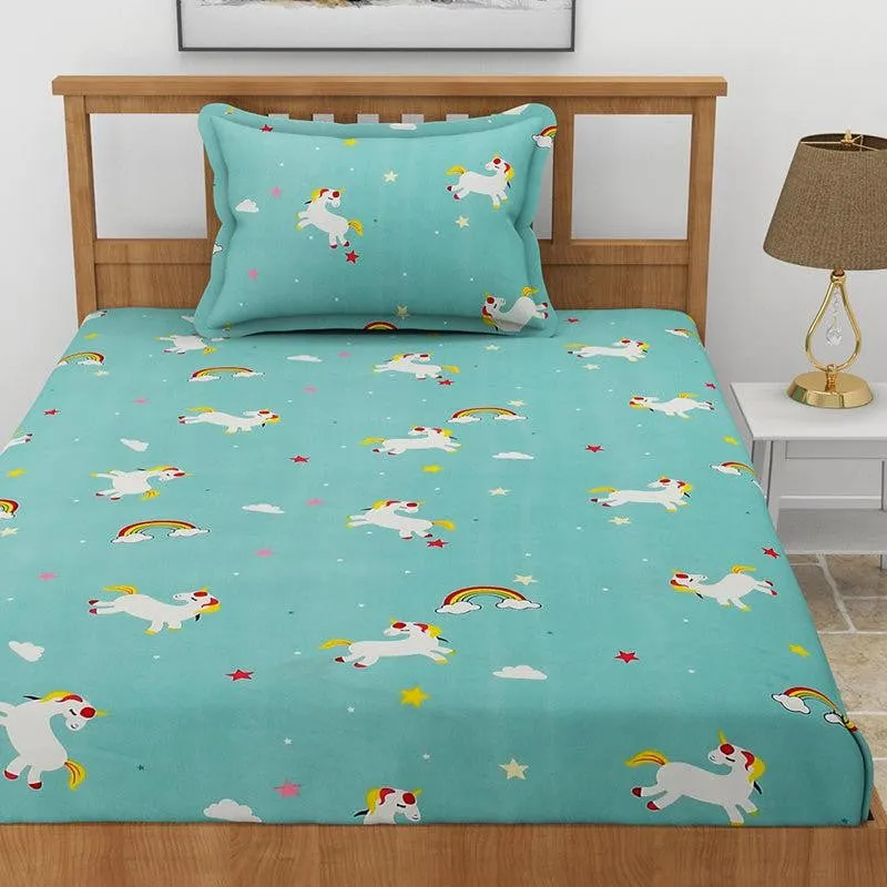 Sky Bow Kids Microfiber Bedsheet (Aqua) - 130 GSM media 1