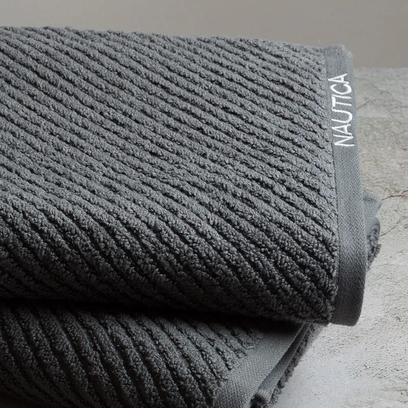 Nautica Riviera Soft Cotton Bath Towel (Dark Grey) - Set Of Two media 5