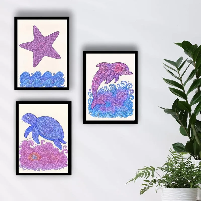 Aqua Bliss Paper Wall Painting With Frame - Black media 5