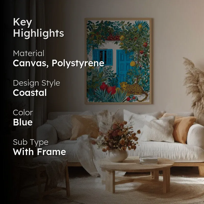Floravista Botanical Blue Cottage Canvas Wall Painting With Brown Frame media 2