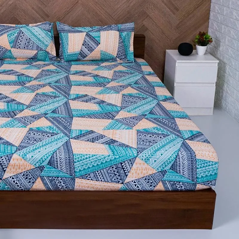 Multitriagle Geometric Microfiber Bedsheet - 140 GSM media 3