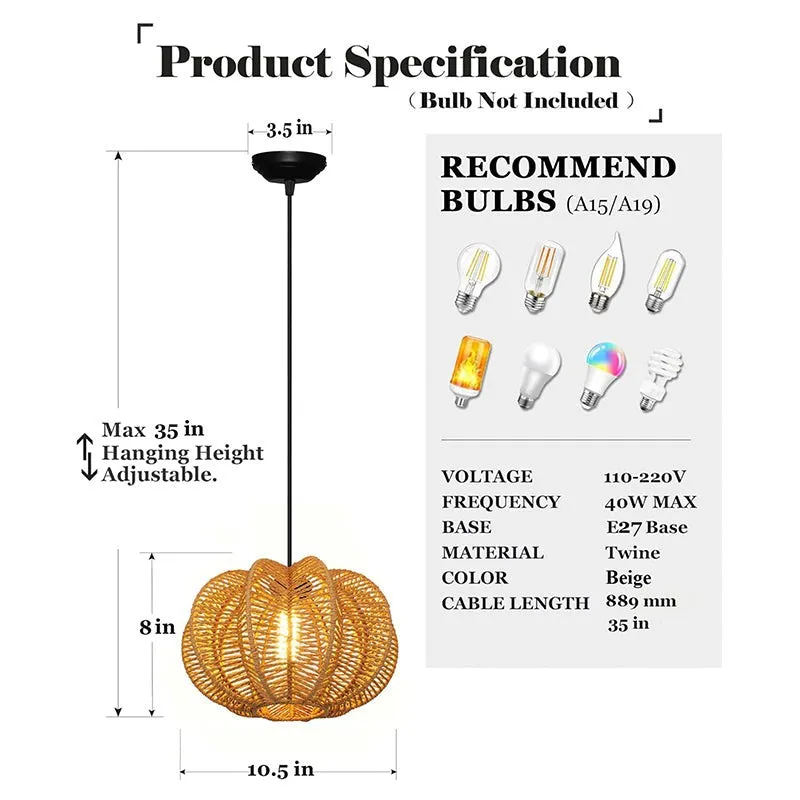 Casa Cane Raffia Round Ceiling Lamp - Beige media 8