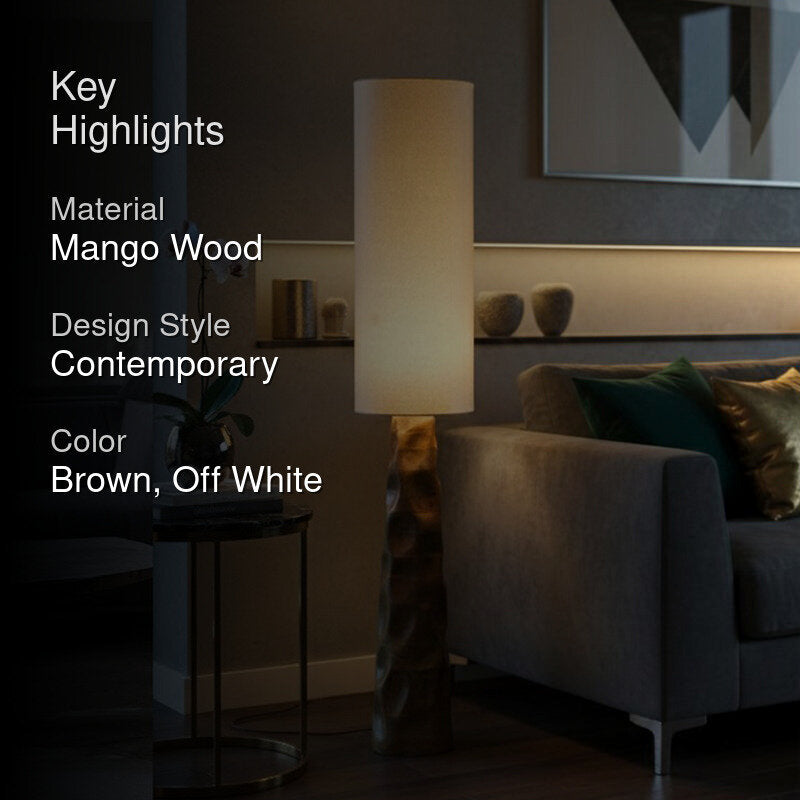 Tall White Mango Wood Floor Lamp media 2